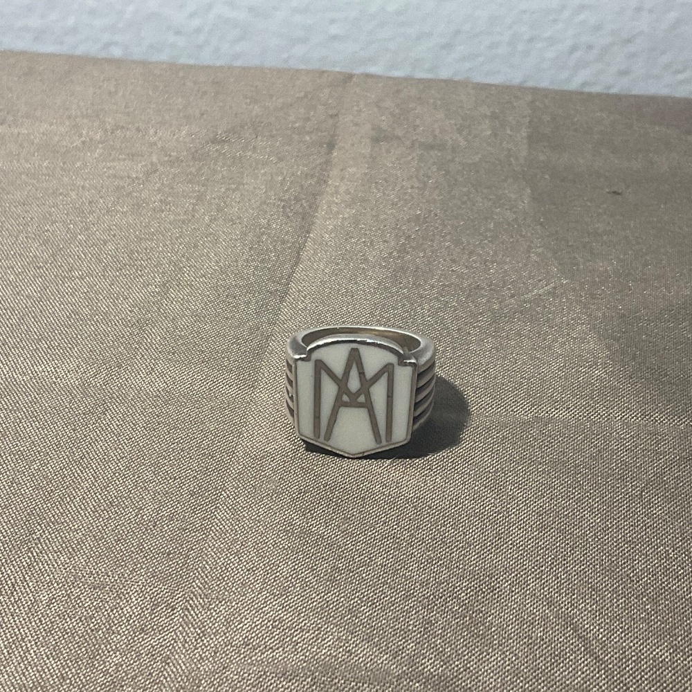 Silver Monogram Shield Ring - Picture 2 of 5